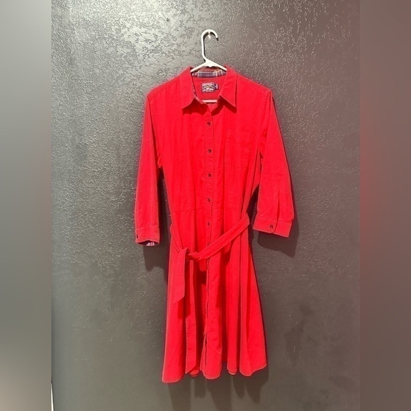 AMERICAN LIVING 90s Red Corduroy Midi Dress Size XL
